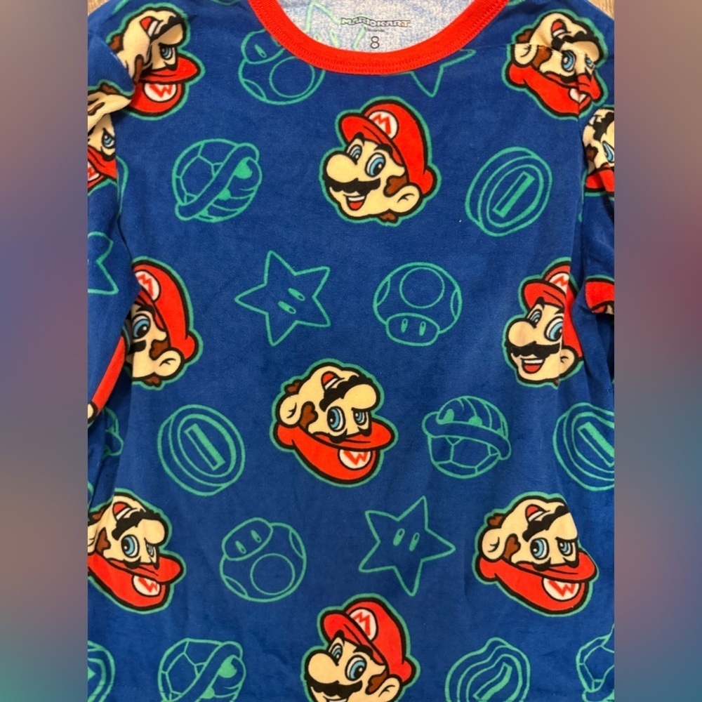 Mario Kart Boys Long Sleeve Pajama Top Size 8 - Picture 2 of 4